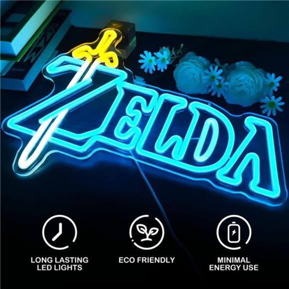 Zelda LED Neon Light Game Sign Room Decor Nintendo Classic Retro NES Sword NEW - Picture 5 of 8